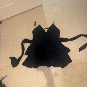 Black Sleeveless Ruffle Dress